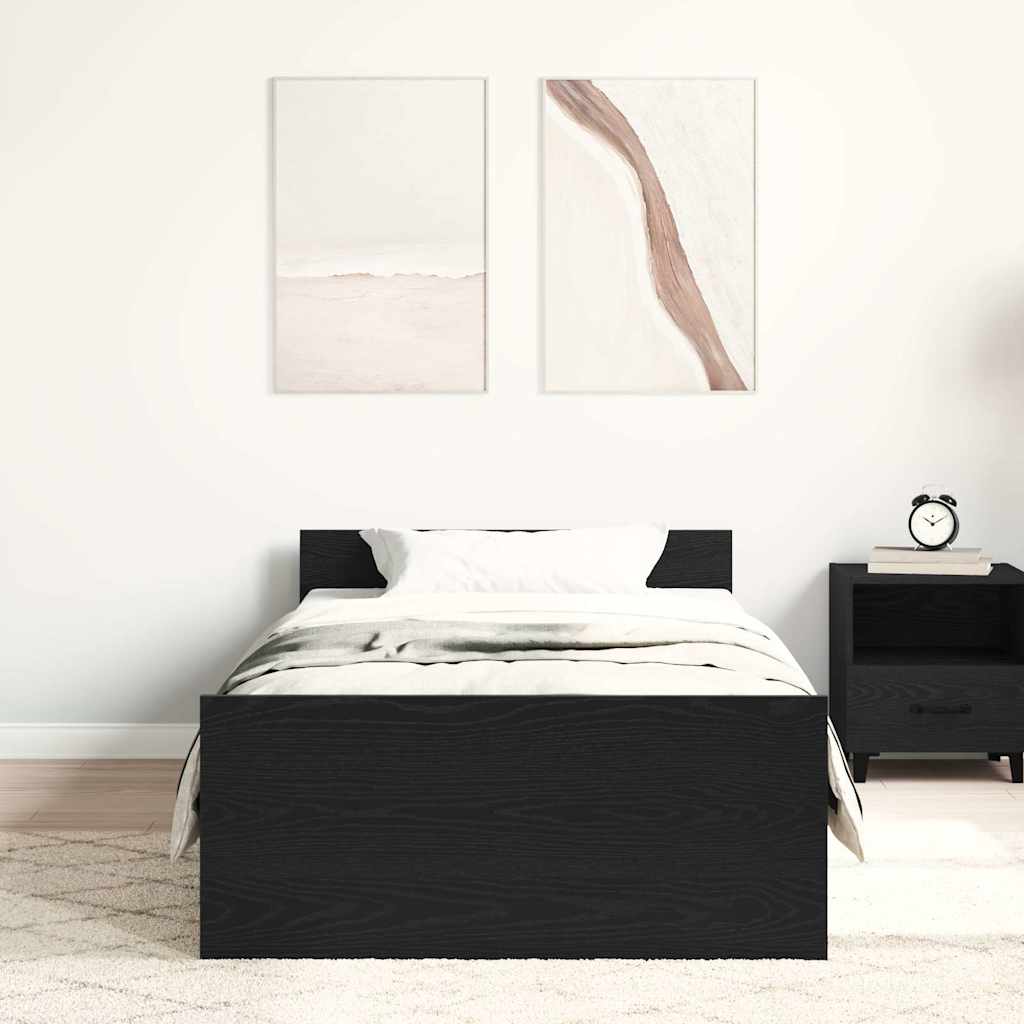 vidaXL Bettgestell ohne Matratze Schwarz Eichen-Optik 90x200 cm