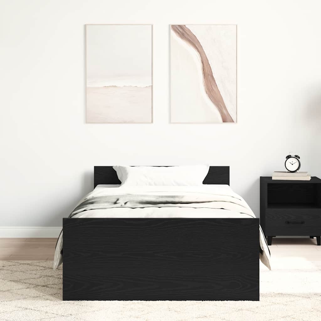 vidaXL Bettgestell ohne Matratze Schwarz Eichen-Optik 100x200 cm