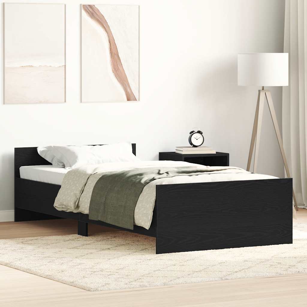 vidaXL Bettgestell ohne Matratze Schwarz Eichen-Optik 100x200 cm