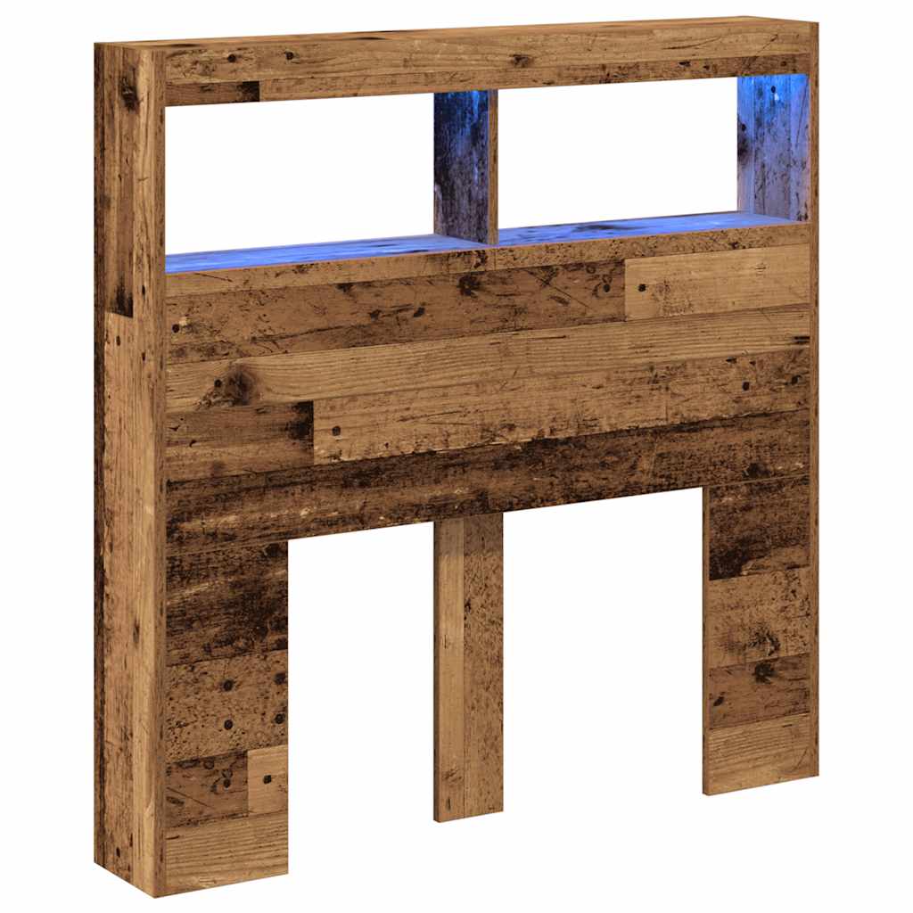 vidaXL LED-Kopfteil mit Ablagen Altholz-Optik 100x17x102 cm