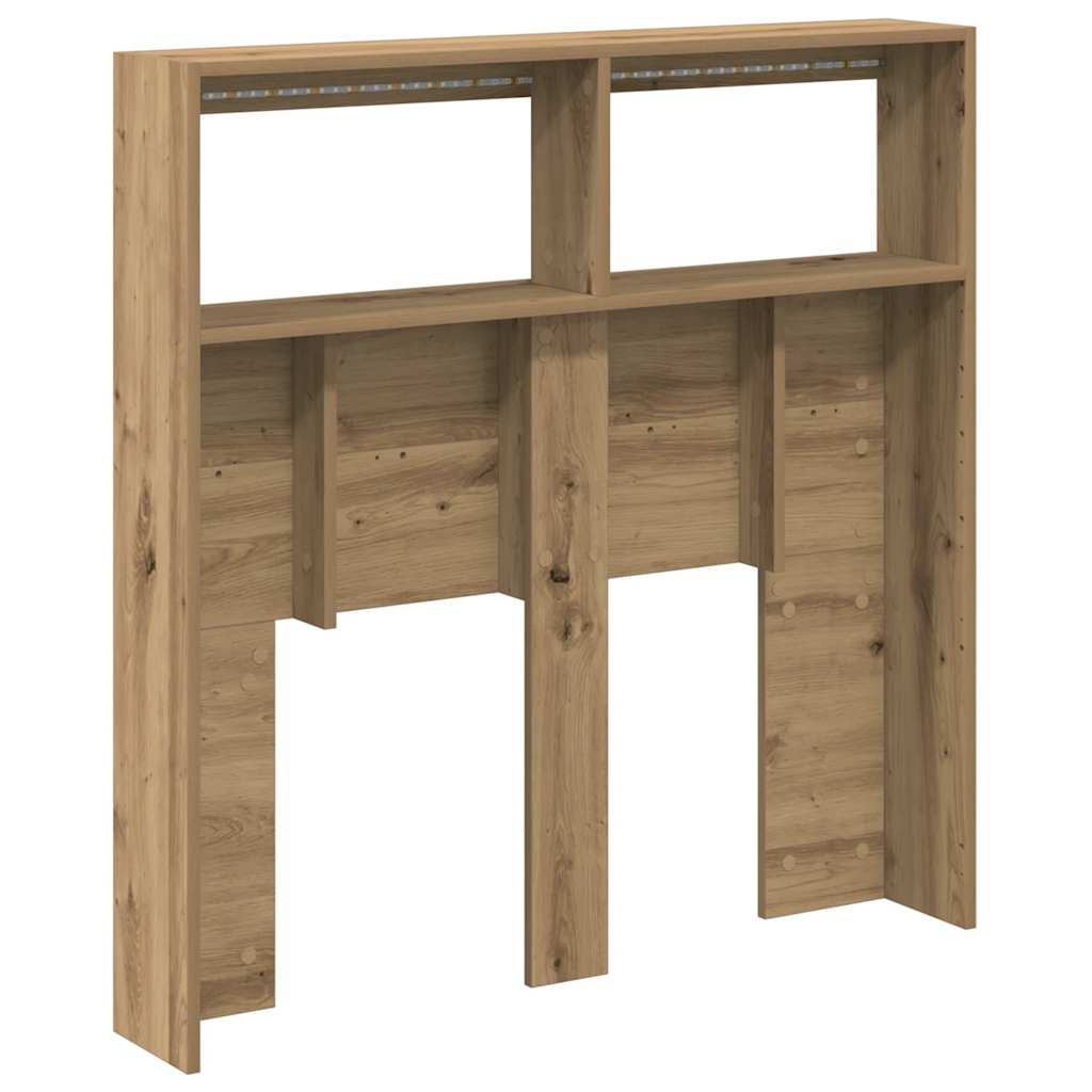 vidaXL LED-Kopfteil mit Ablagen Artisan-Eiche 100x17x102 cm