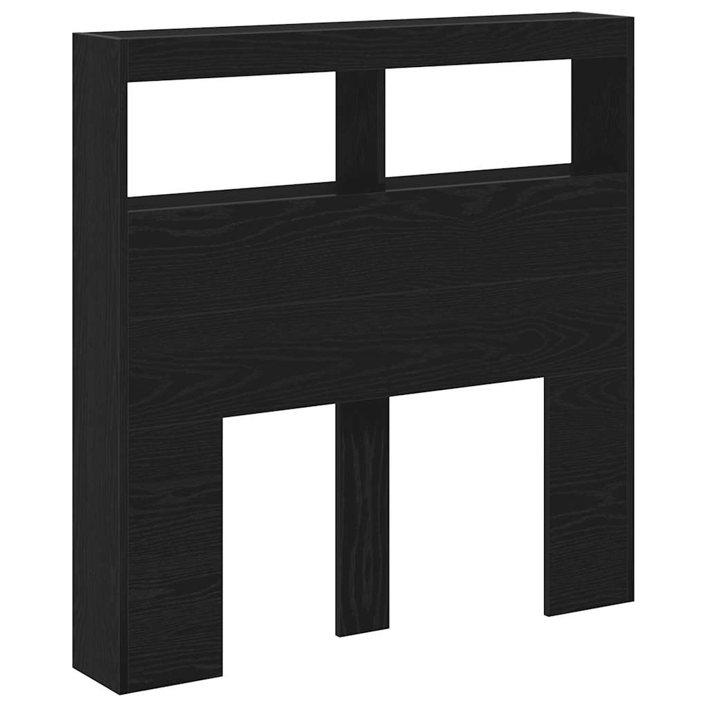 vidaXL LED-Kopfteil mit Ablagen Schwarz Eichen-Optik 100x17x102 cm