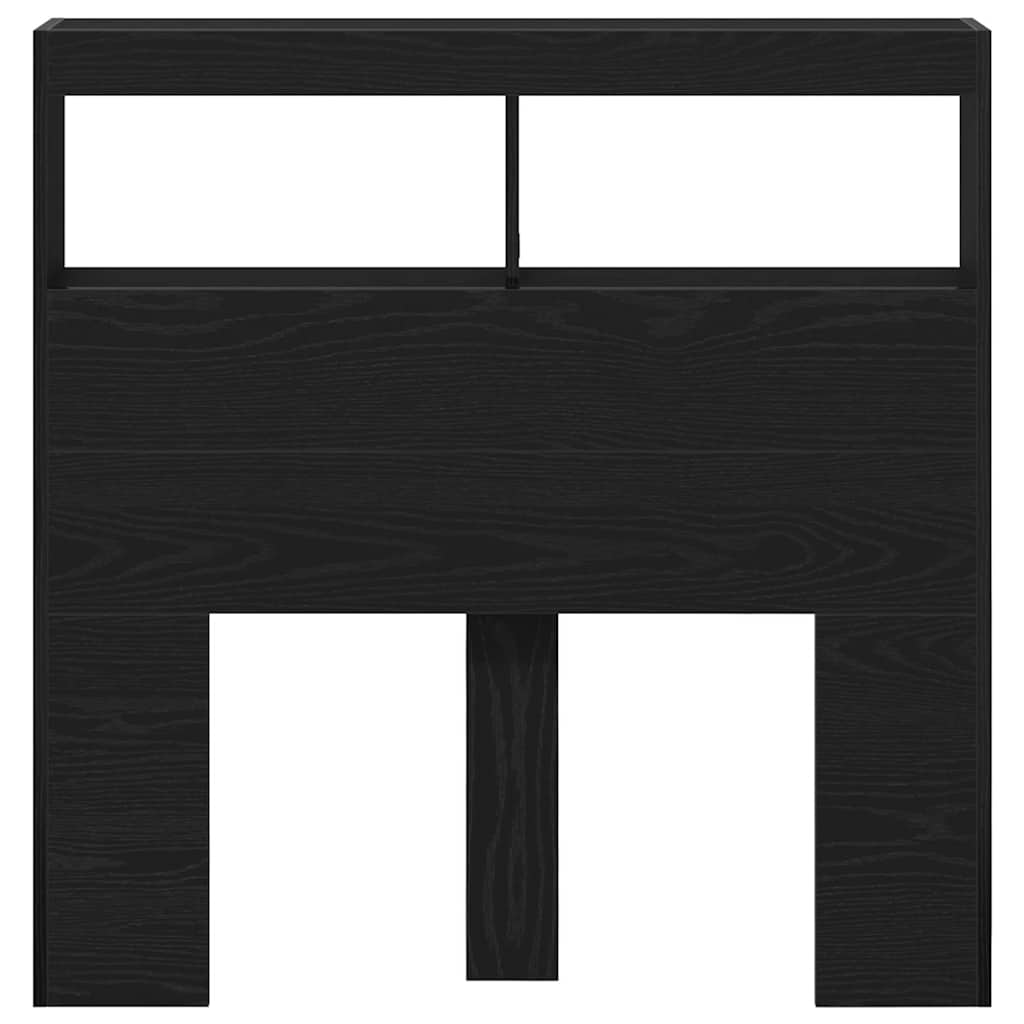 vidaXL LED-Kopfteil mit Ablagen Schwarz Eichen-Optik 100x17x102 cm