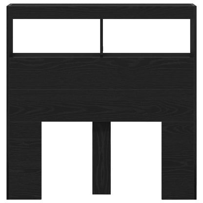 vidaXL LED-Kopfteil mit Ablagen Schwarz Eichen-Optik 100x17x102 cm