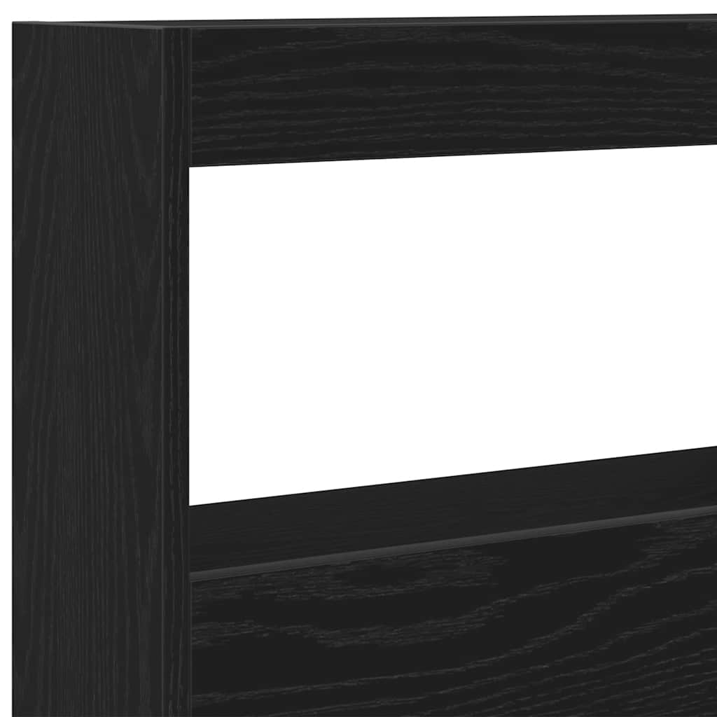 vidaXL LED-Kopfteil mit Ablagen Schwarz Eichen-Optik 100x17x102 cm