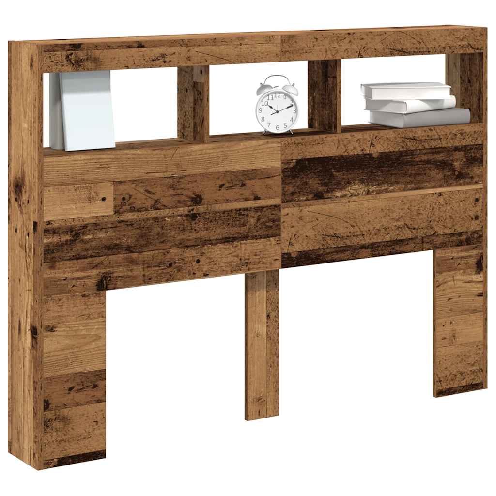 vidaXL LED-Kopfteil mit Ablagen Altholz-Optik 140x17x102 cm