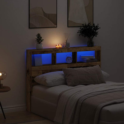 vidaXL LED-Kopfteil mit Ablagen Altholz-Optik 140x17x102 cm