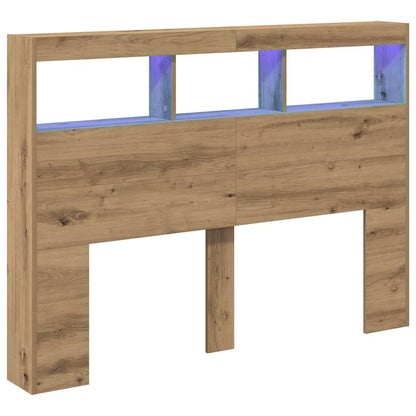 vidaXL LED-Kopfteil mit Ablagen Artisan-Eiche 140x17x102 cm