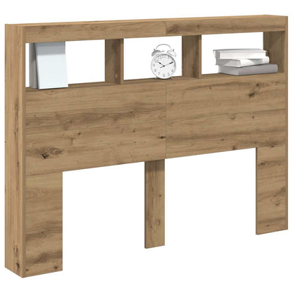 vidaXL LED-Kopfteil mit Ablagen Artisan-Eiche 140x17x102 cm