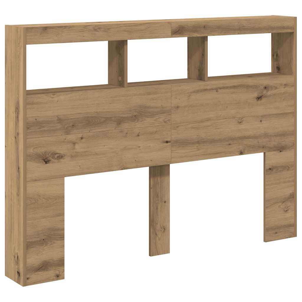 vidaXL LED-Kopfteil mit Ablagen Artisan-Eiche 140x17x102 cm