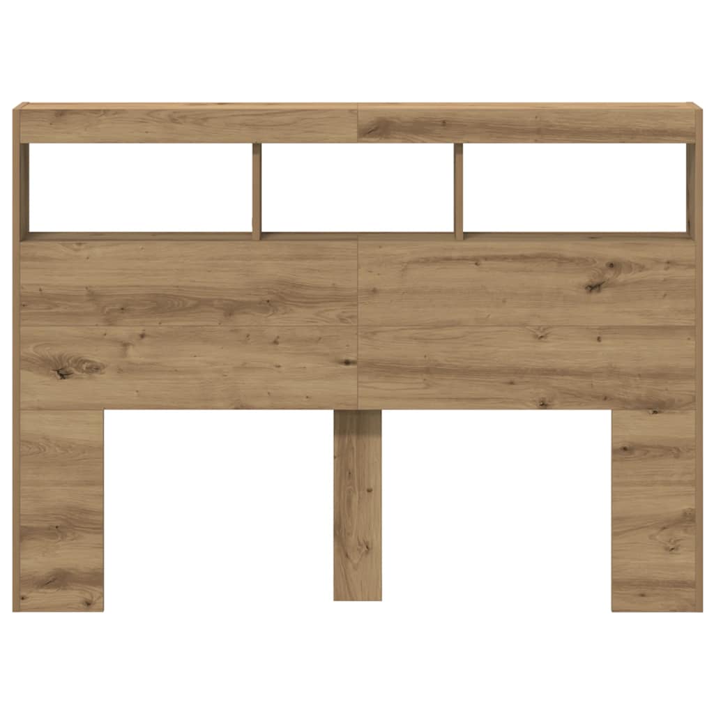 vidaXL LED-Kopfteil mit Ablagen Artisan-Eiche 140x17x102 cm