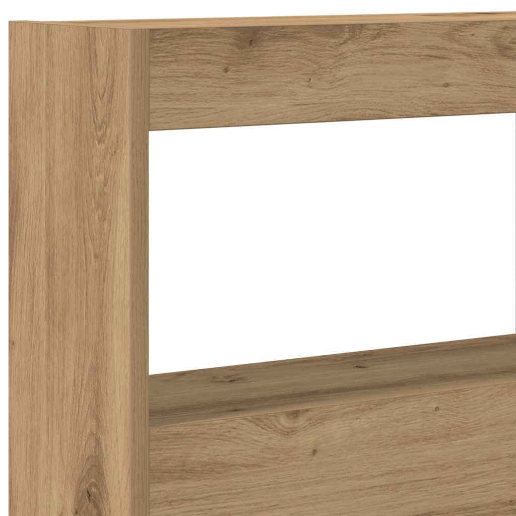 vidaXL LED-Kopfteil mit Ablagen Artisan-Eiche 140x17x102 cm