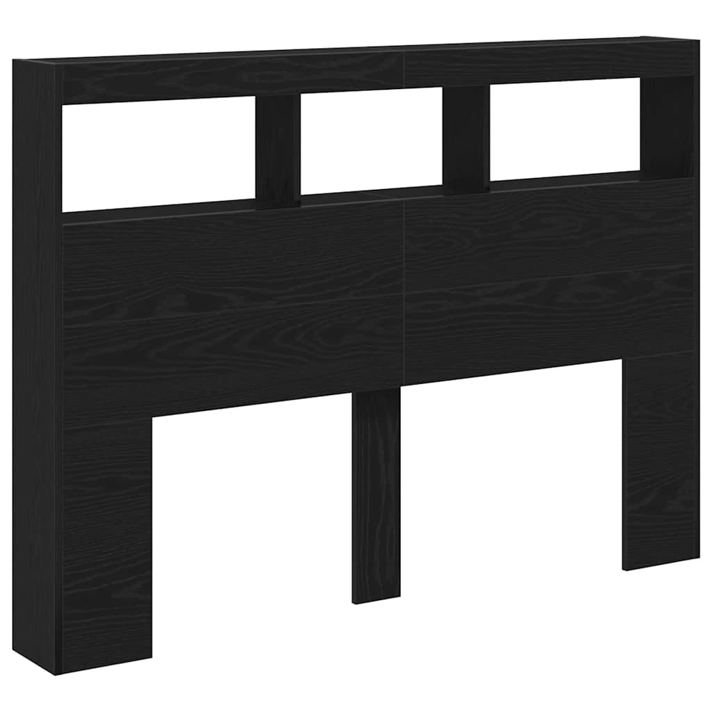 vidaXL LED-Kopfteil mit Ablagen Schwarz Eichen-Optik 140x17x102 cm