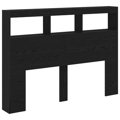 vidaXL LED-Kopfteil mit Ablagen Schwarz Eichen-Optik 140x17x102 cm