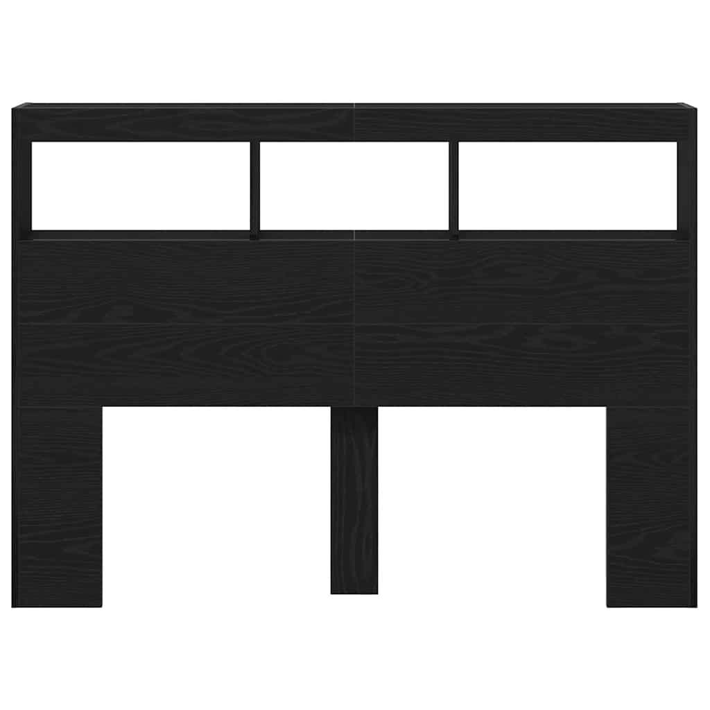 vidaXL LED-Kopfteil mit Ablagen Schwarz Eichen-Optik 140x17x102 cm