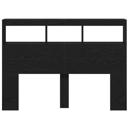 vidaXL LED-Kopfteil mit Ablagen Schwarz Eichen-Optik 140x17x102 cm
