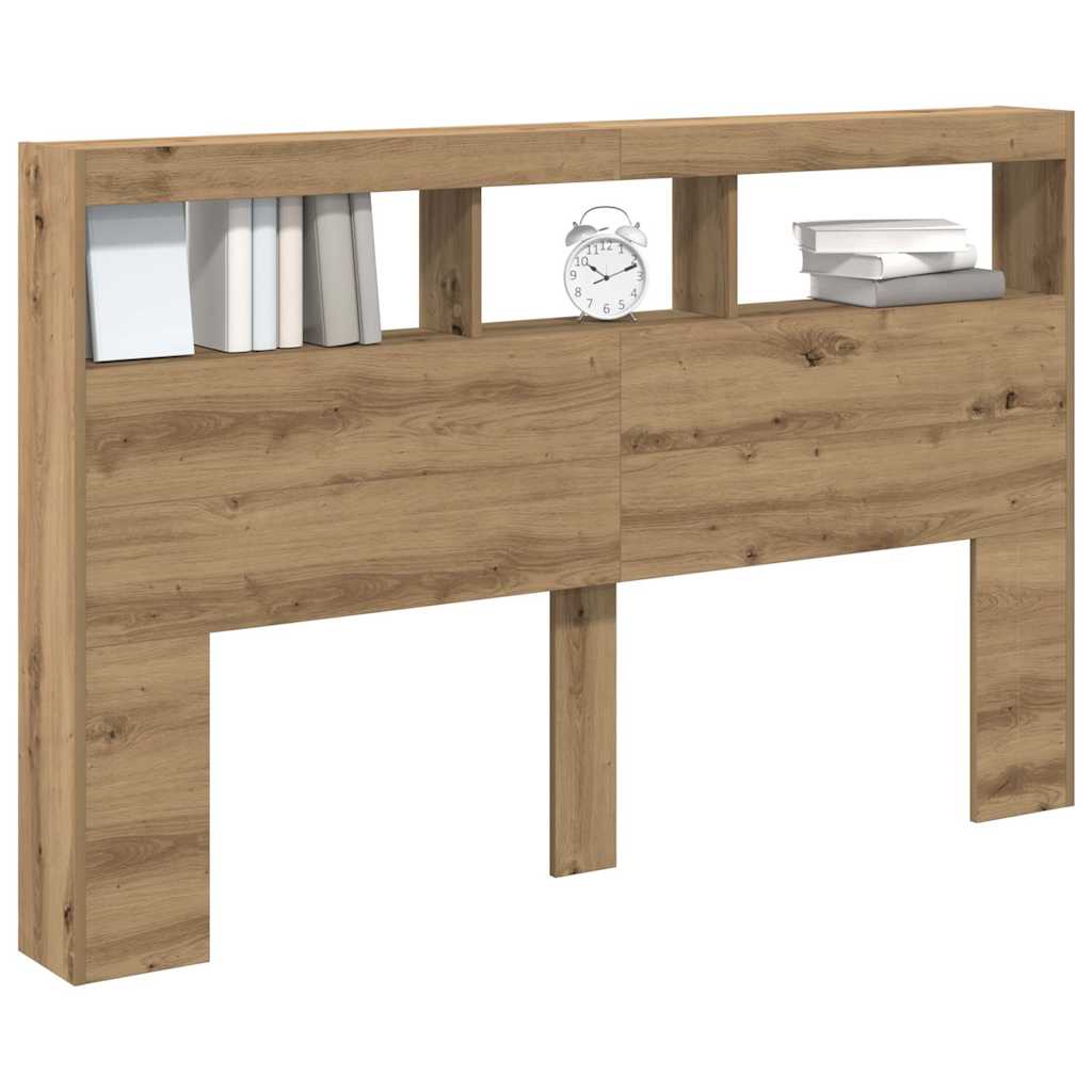 vidaXL LED-Kopfteil mit Ablagen Artisan-Eiche 160x17x102 cm