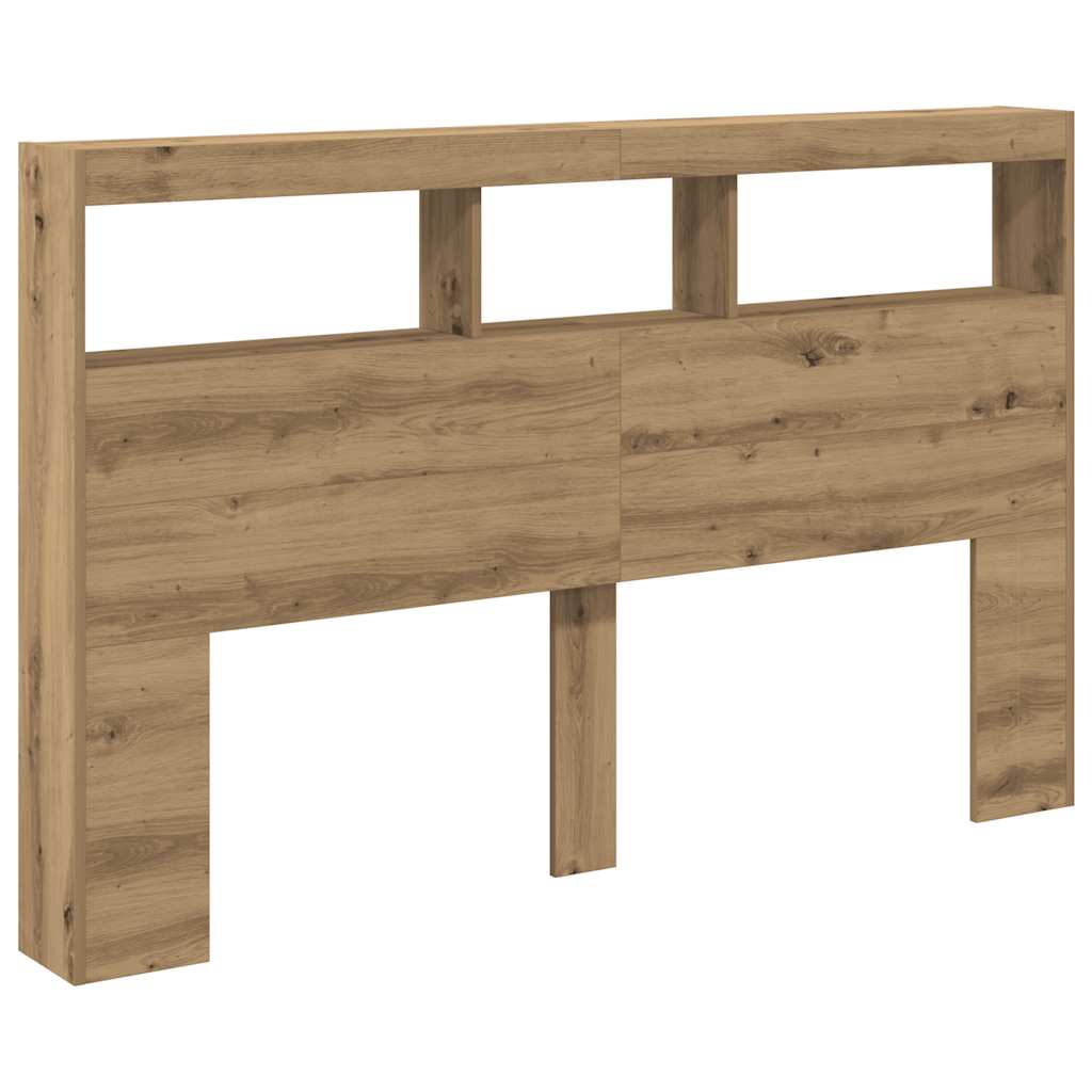 vidaXL LED-Kopfteil mit Ablagen Artisan-Eiche 160x17x102 cm