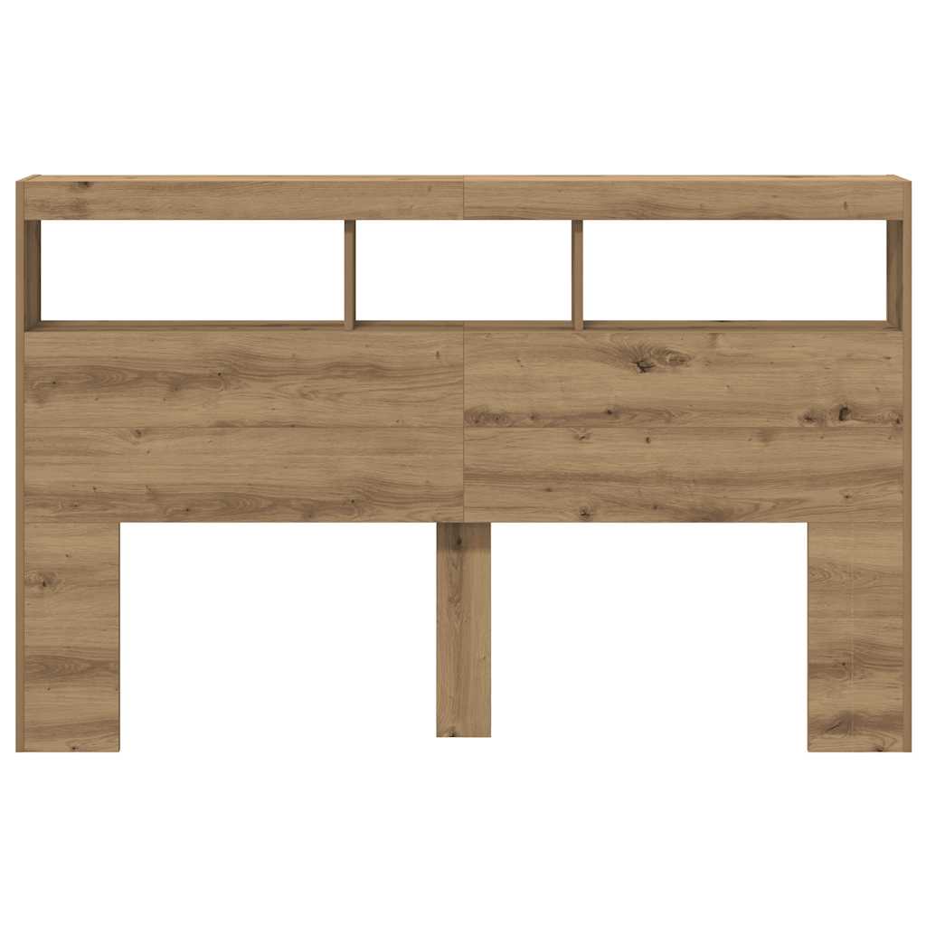 vidaXL LED-Kopfteil mit Ablagen Artisan-Eiche 160x17x102 cm