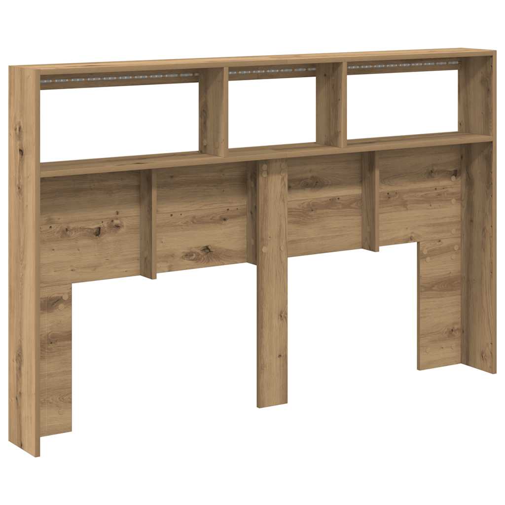 vidaXL LED-Kopfteil mit Ablagen Artisan-Eiche 160x17x102 cm