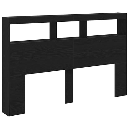 vidaXL LED-Kopfteil mit Ablagen Schwarz Eichen-Optik 160x17x102 cm