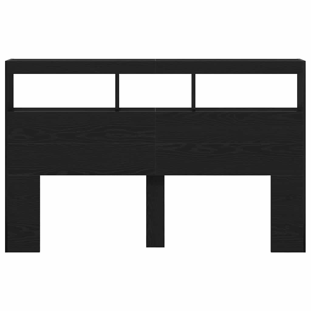 vidaXL LED-Kopfteil mit Ablagen Schwarz Eichen-Optik 160x17x102 cm