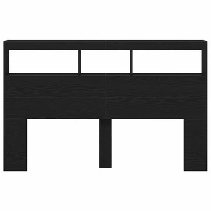 vidaXL LED-Kopfteil mit Ablagen Schwarz Eichen-Optik 160x17x102 cm