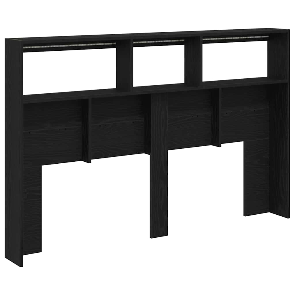 vidaXL LED-Kopfteil mit Ablagen Schwarz Eichen-Optik 160x17x102 cm