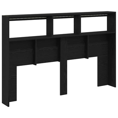 vidaXL LED-Kopfteil mit Ablagen Schwarz Eichen-Optik 160x17x102 cm
