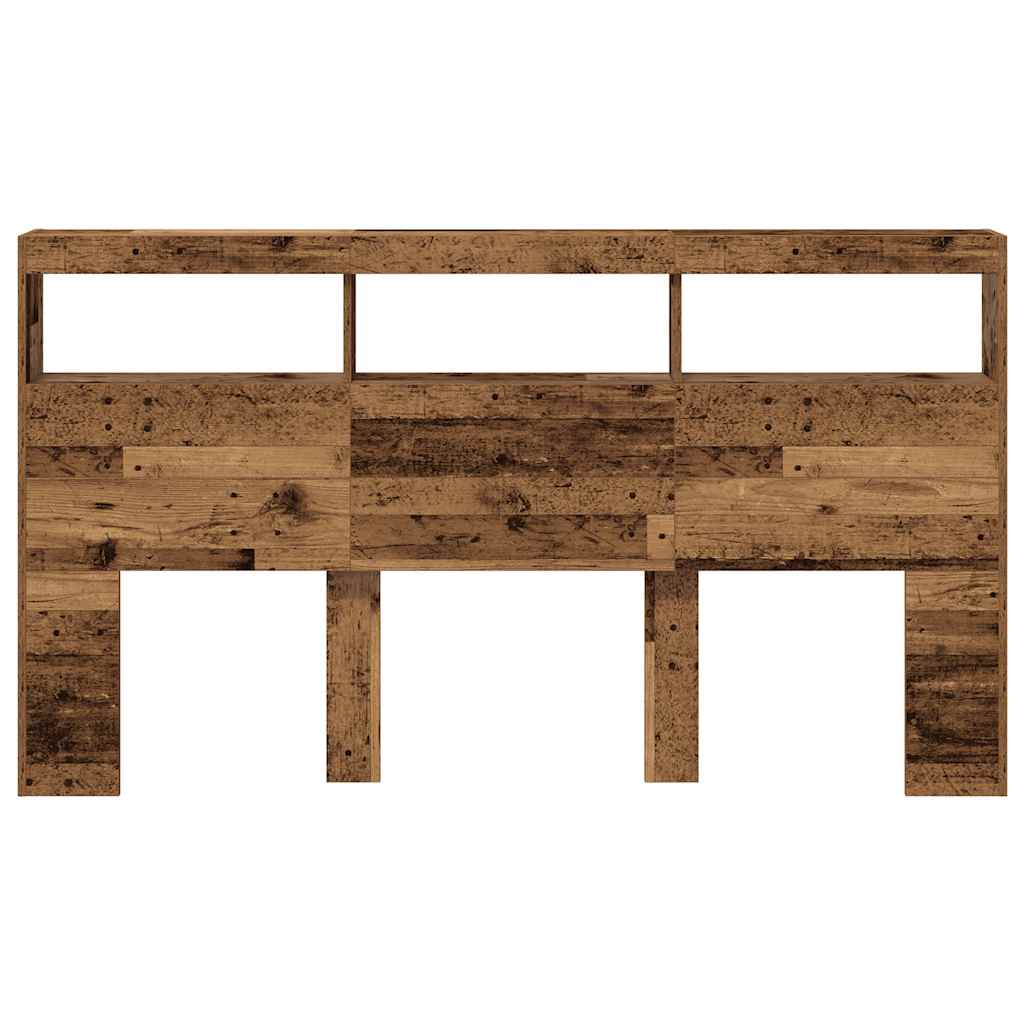 vidaXL LED-Kopfteil mit Ablagen Altholz-Optik 180x17x102 cm