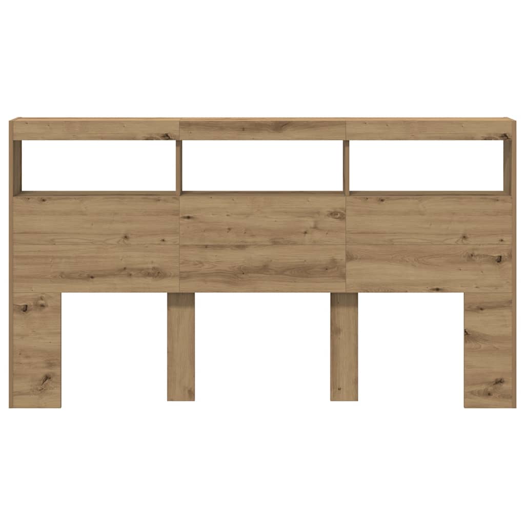 LED-Kopfteil mit Ablagen Artisan-Eiche 180x17x102 cm