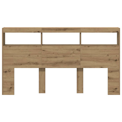 LED-Kopfteil mit Ablagen Artisan-Eiche 180x17x102 cm