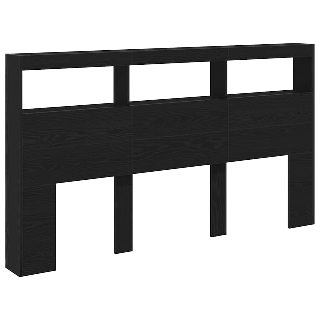 vidaXL LED-Kopfteil mit Ablagen Schwarz Eichen-Optik 180x17x102 cm