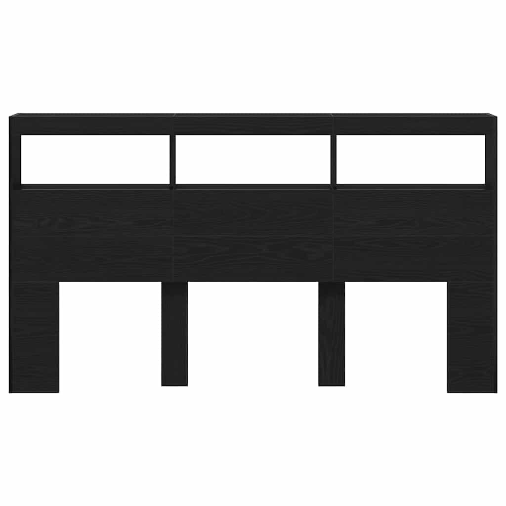 vidaXL LED-Kopfteil mit Ablagen Schwarz Eichen-Optik 180x17x102 cm