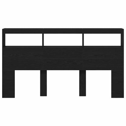 vidaXL LED-Kopfteil mit Ablagen Schwarz Eichen-Optik 180x17x102 cm