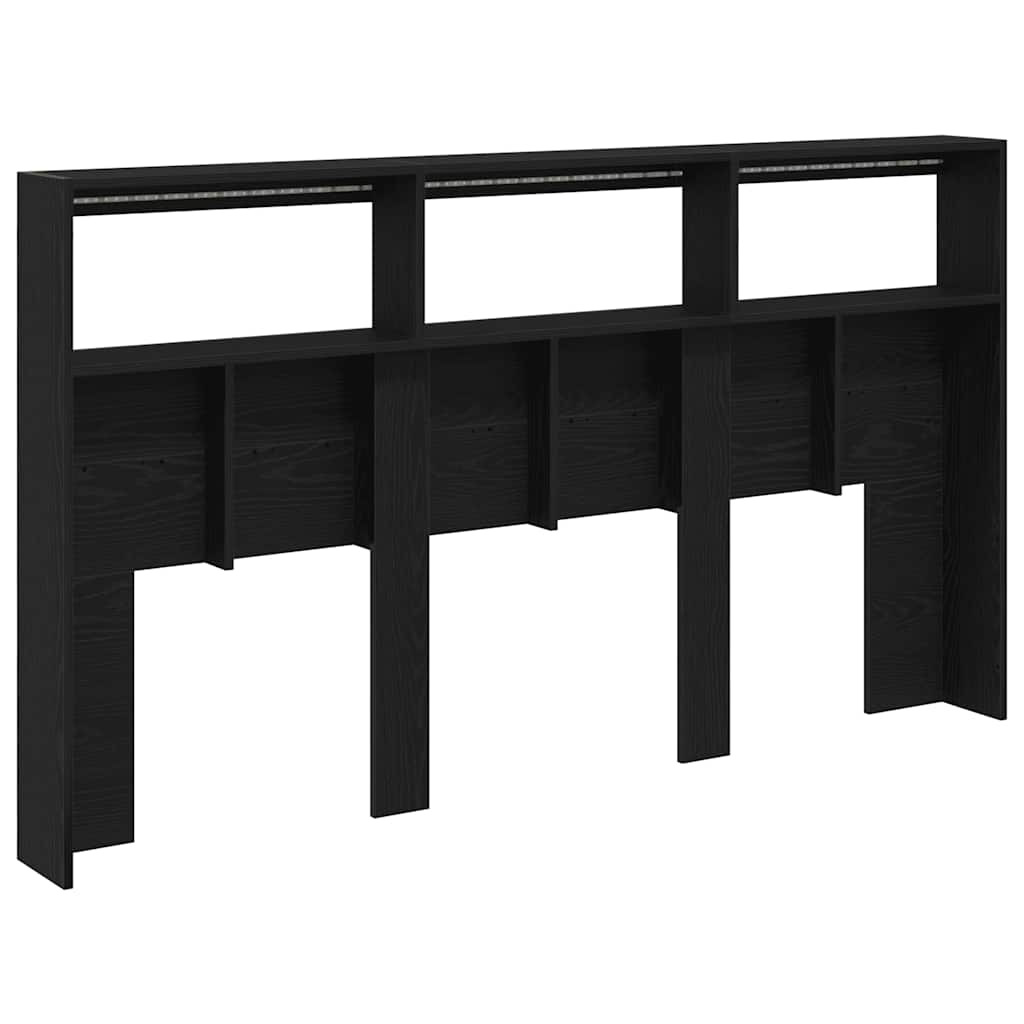 vidaXL LED-Kopfteil mit Ablagen Schwarz Eichen-Optik 180x17x102 cm