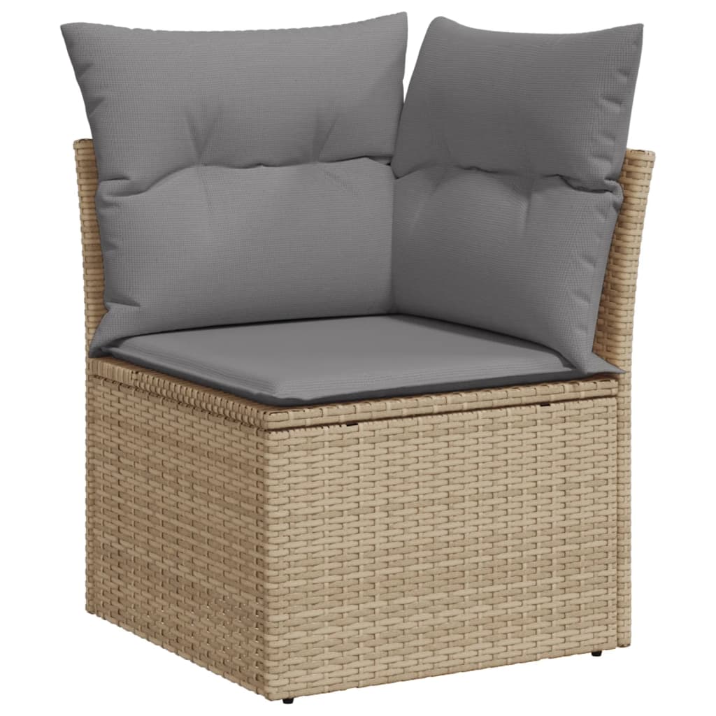 vidaXL 4-tlg. Garten-Sofagarnitur mit Kissen Beige Poly Rattan
