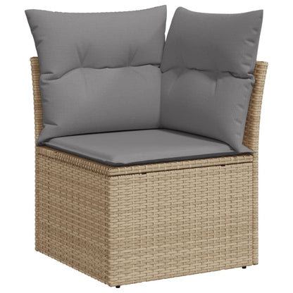 vidaXL 4-tlg. Garten-Sofagarnitur mit Kissen Beige Poly Rattan