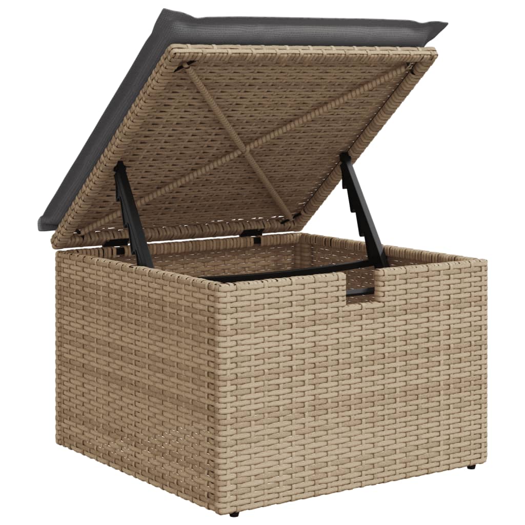 vidaXL 4-tlg. Garten-Sofagarnitur mit Kissen Beige Poly Rattan