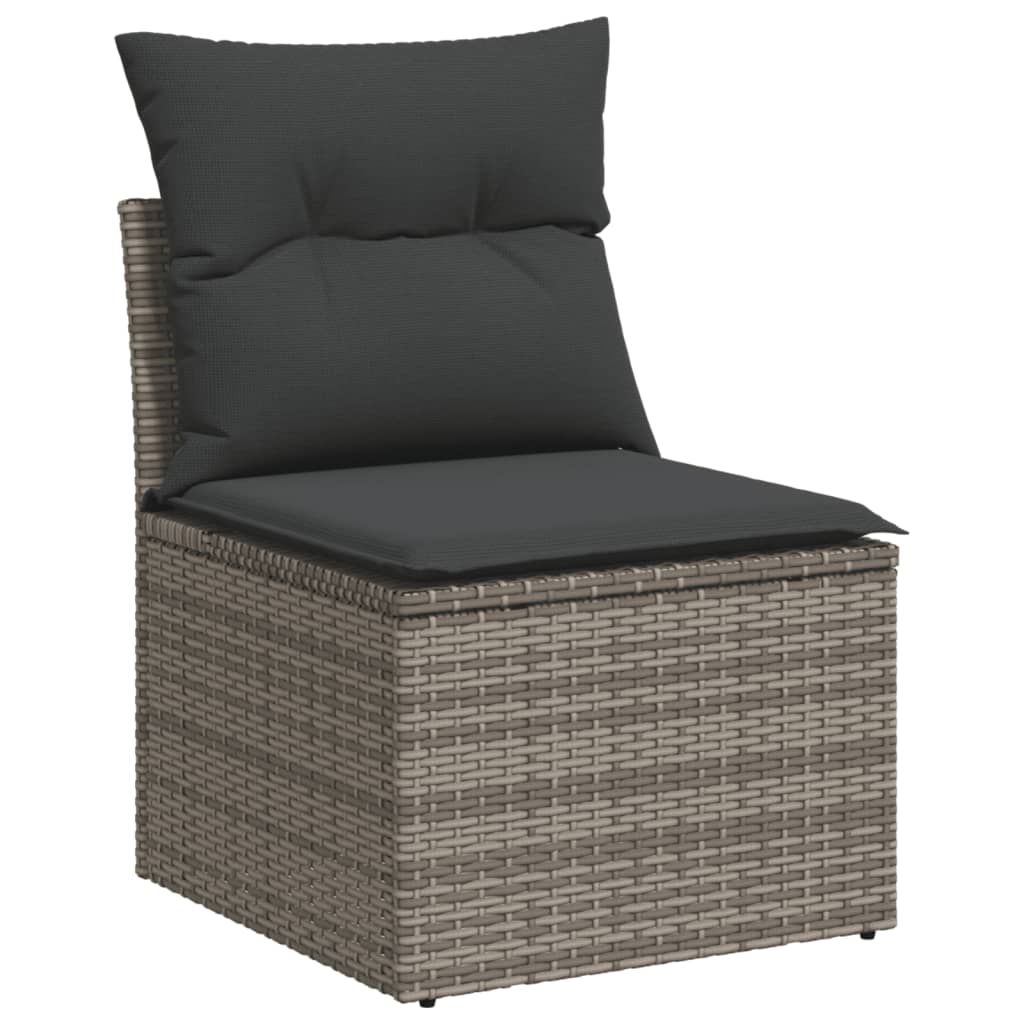 vidaXL Salon de jardin 4 pcs avec coussins Gris Résine tressée