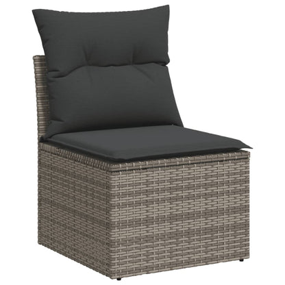 vidaXL Salon de jardin 4 pcs avec coussins Gris Résine tressée