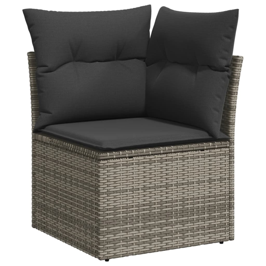 vidaXL Salon de jardin 4 pcs avec coussins Gris Résine tressée