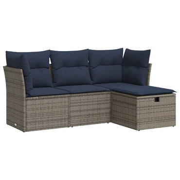 vidaXL 4-tlg. Garten-Sofagarnitur mit Kissen Grau Poly Rattan