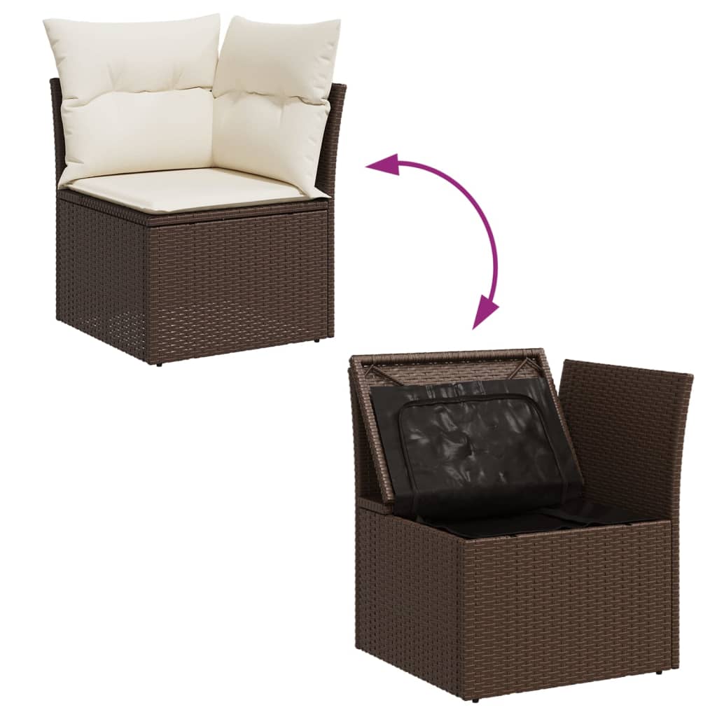 vidaXL 4-tlg. Garten-Sofagarnitur mit Kissen Braun Poly Rattan