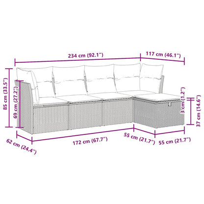 vidaXL Ensemble de canapés de jardin 5 pièces avec coussins, résine tressée marron
