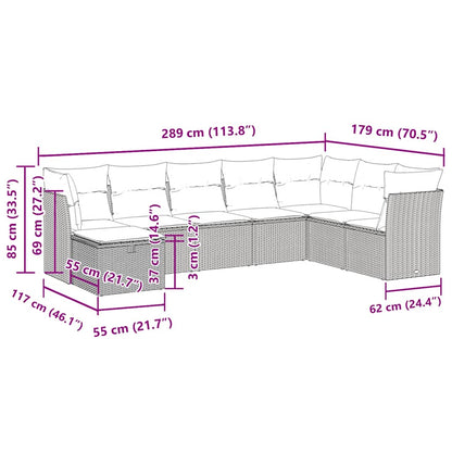 vidaXL 8-tlg. Garten-Sofagarnitur mit Kissen Grau Poly Rattan