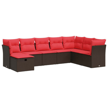 vidaXL 8-tlg. Garten-Sofagarnitur mit Kissen Braun Poly Rattan
