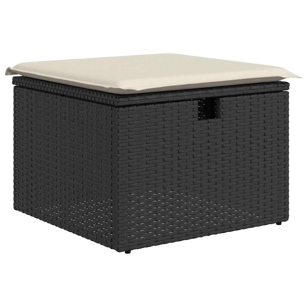 vidaXL 4-tlg. Garten-Sofagarnitur mit Kissen Schwarz Poly Rattan