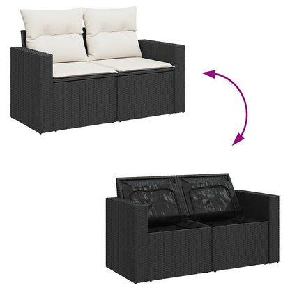 vidaXL 4-tlg. Garten-Sofagarnitur mit Kissen Schwarz Poly Rattan