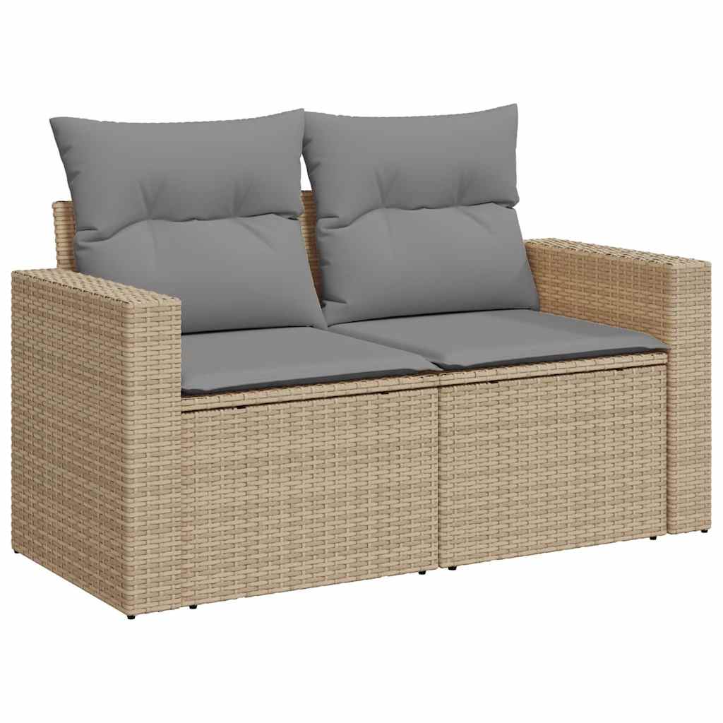 vidaXL 4-tlg. Garten-Sofagarnitur mit Kissen Beige Poly Rattan